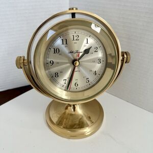 Seth Thomas Schooner Desk Clock Model 1044 Nautical Gyroscope Gold Tone Vintage